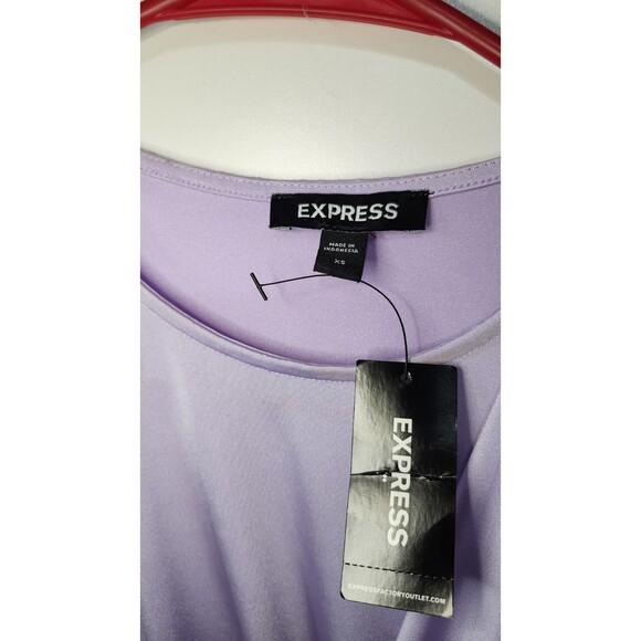 Express Light Lavender Sleeveless Faux Wrap Blouse XS NWT Asymmetrical Top - Picture 3 of 8